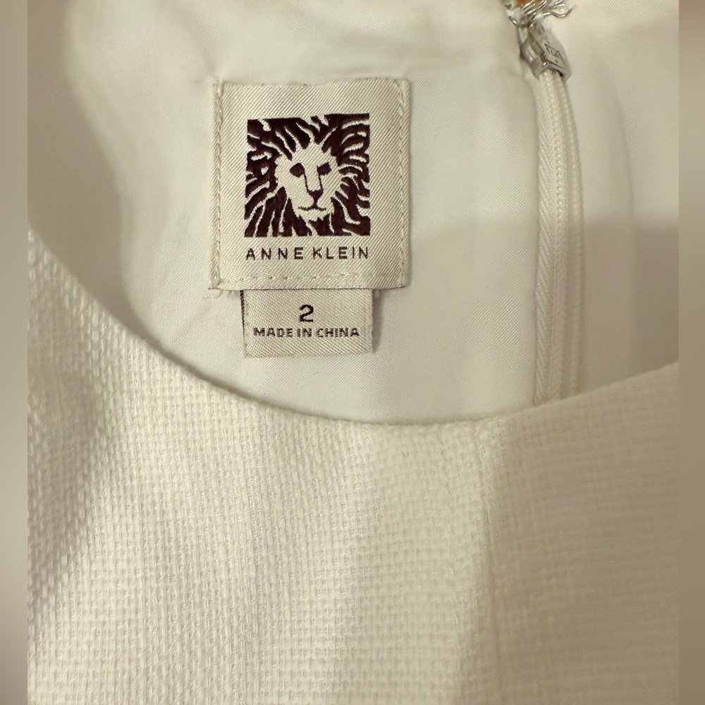 Anne Klein Cream and Tan Sheath Dress w/Belt  Size 2 - Picture 7 of 13